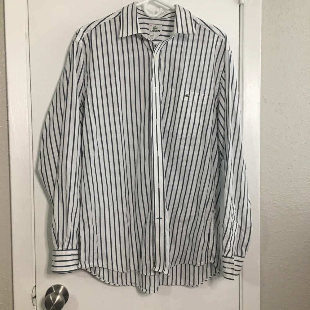 Lacoste Men's Striped Button Up Long Sleeve